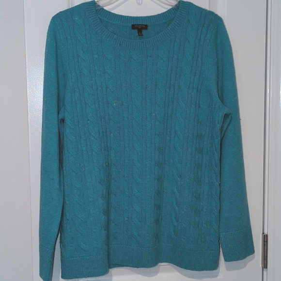 Talbots Plus Cable Knit Sweater Women Sz X Aqua Green Round Neck Long Sleeve-374 - Picture 9 of 9